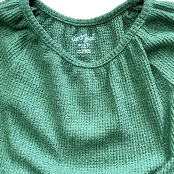 Cat & Jack Waffle Knit Tiered Dress Green 4/5 - Picture 3 of 3